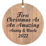 First Christmas As An Amazing Aunty & Uncle 2022 - Circle Ornament C