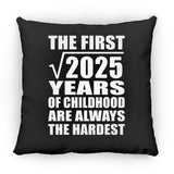 45th Birthday Square Root of 2025 Years of Childhood - Throw Pillow Black
