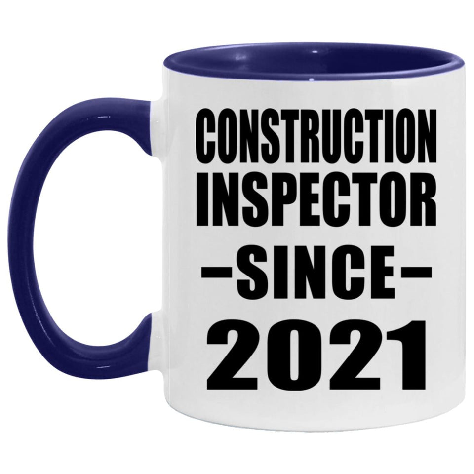 Construction Inspector Since 2021 - 11oz Accent Mug Purple