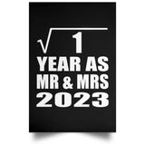 1st Anniversary Square Root of 1 Year As Mr & Mrs 2023 - Poster Portrait
