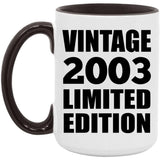 21st Birthday Vintage 2003 Limited Edition - 15oz Accent Mug Black