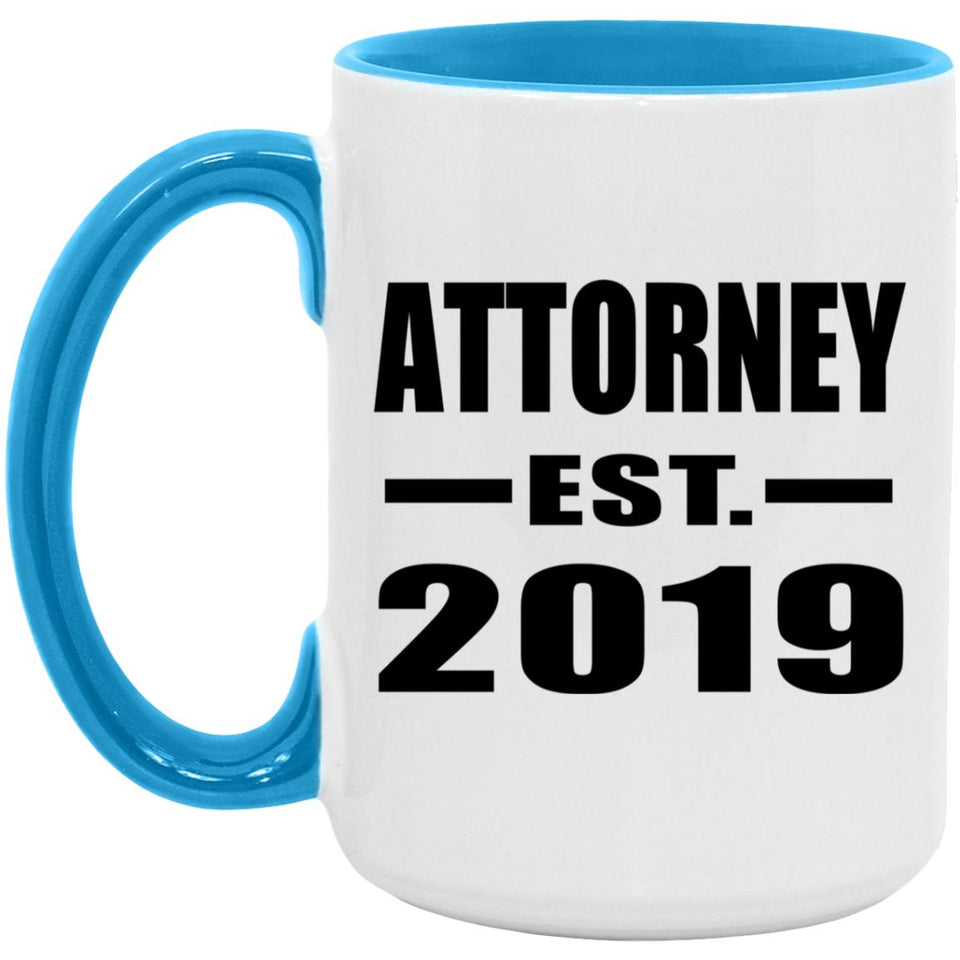 Attorney Established EST. 2019 - 15oz Accent Mug Blue
