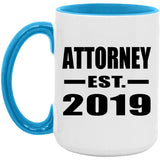 Attorney Established EST. 2019 - 15oz Accent Mug Blue