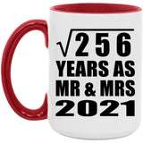 16th Anniversary Square Root of 256 Years As Mr & Mrs 2021 - 15oz Accent Mug Red