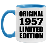 67th Birthday Original 1957 Limited Edition - 11oz Accent Mug Blue