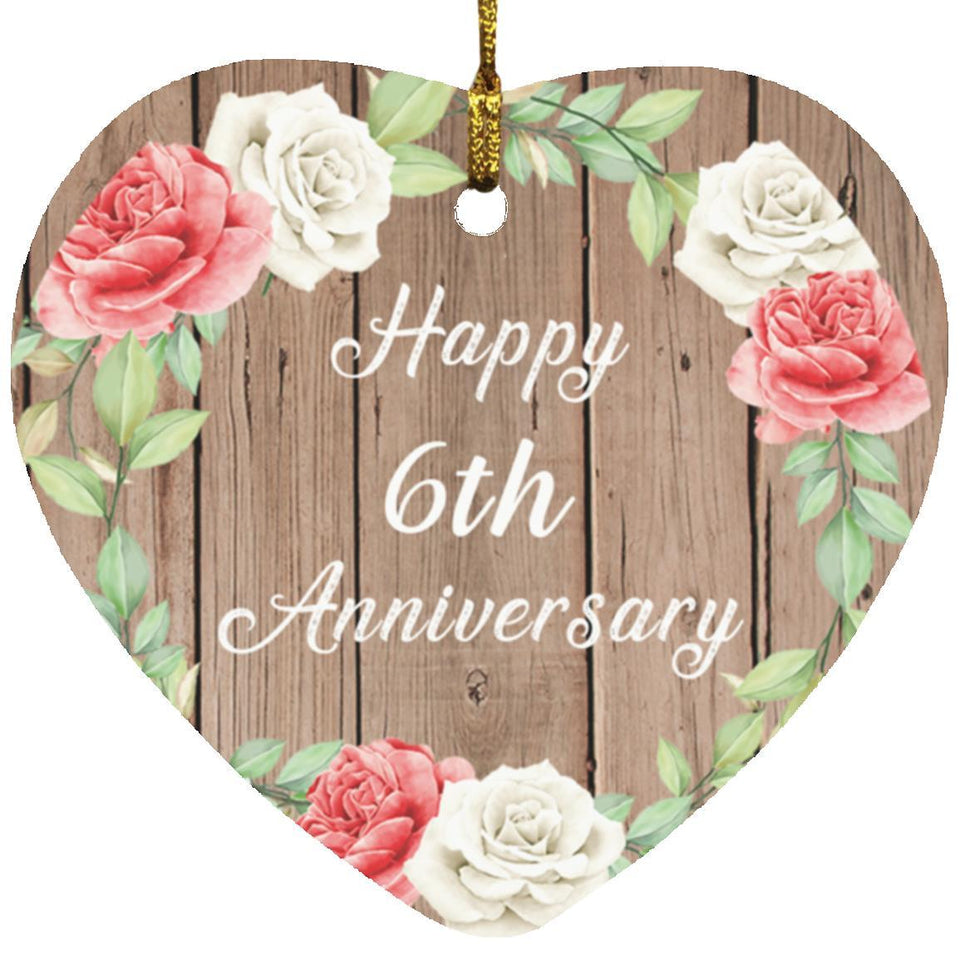 Happy 6th Anniversary - Heart Ornament B