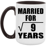 3rd Anniversary Married For Square Root of 9 Years - 15oz Accent Mug Black