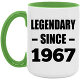 57th Birthday Legendary Since 1967 - 15oz Accent Mug Green