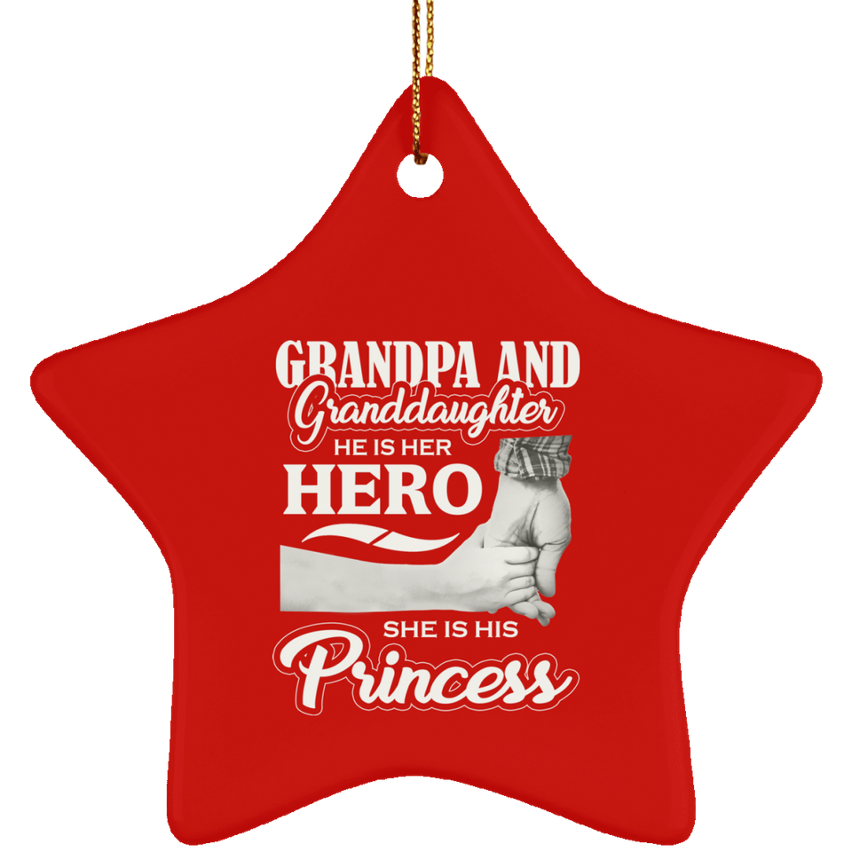 Grandpa & Granddaughter, He is Her Hero, She is His Princess - Star Ornament