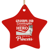 Grandpa & Granddaughter, He is Her Hero, She is His Princess - Star Ornament
