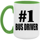 Number One #1 Bus Driver - 15oz Accent Mug Green