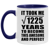 35th Birthday Took Square Root of 1225 Years To Awesome - 11oz Accent Mug Purple