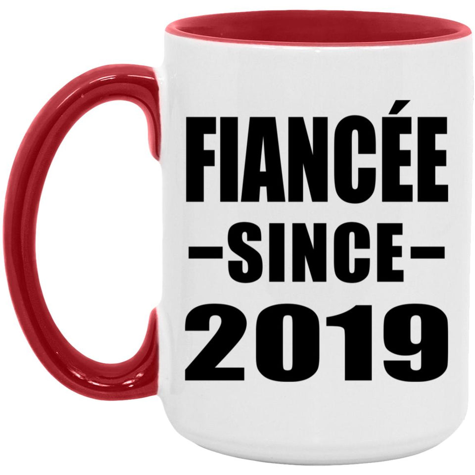 Fiancee Since 2019 - 15oz Accent Mug Red