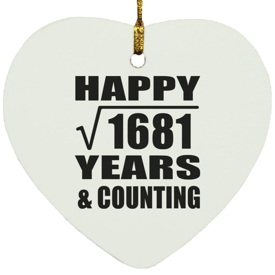 Happy 41st Anniversary Square Root of 1681 Years & Counting - Heart Ornament