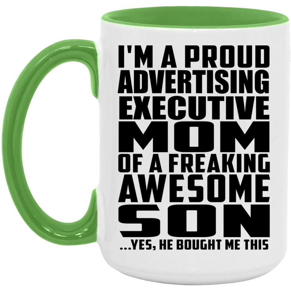 Proud Advertising Executive Mom Of Awesome Son - 15oz Accent Mug Green