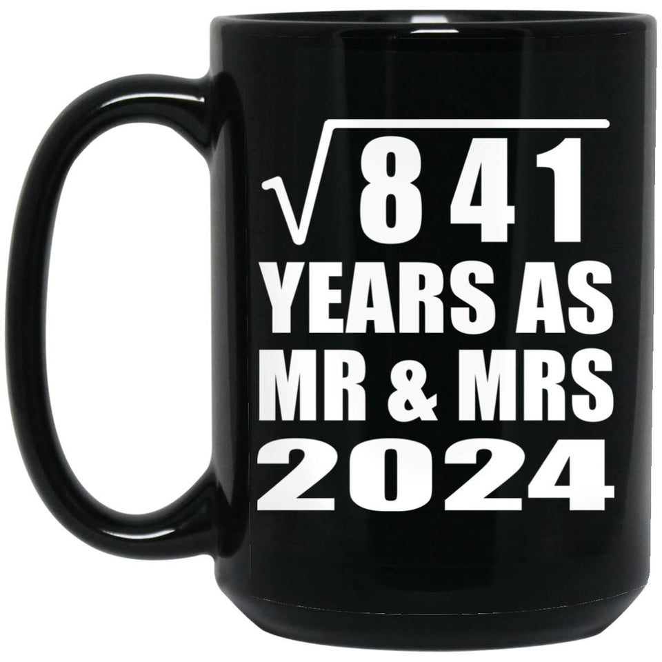 29th Anniversary Square Root of 841 Years As Mr & Mrs 2024 - 15oz Coffee Mug Black
