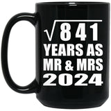 29th Anniversary Square Root of 841 Years As Mr & Mrs 2024 - 15oz Coffee Mug Black