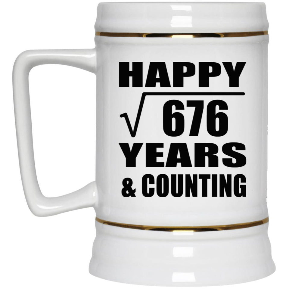 Happy 26th Anniversary Square Root of 676 Years & Counting - Beer Stein