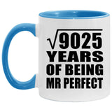 95th Anniversary Square Root of 9025 Years of Mr Perfect - 11oz Accent Mug Blue