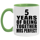5th Anniversary 5 Years Of Being Mrs Perfect - 11oz Accent Mug Green