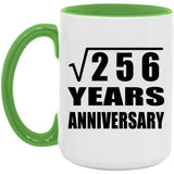 16th Anniversary Square Root of 256 Years Anniversary - 15oz Accent Mug Green
