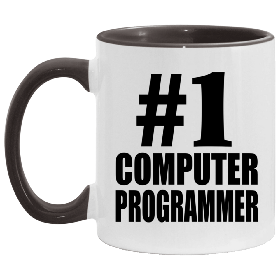 Number One #1 Computer Programmer - 11oz Accent Mug Black
