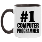 Number One #1 Computer Programmer - 11oz Accent Mug Black