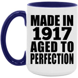 107th Birthday Made In 1917 Aged To Perfection - 15oz Accent Mug Purple