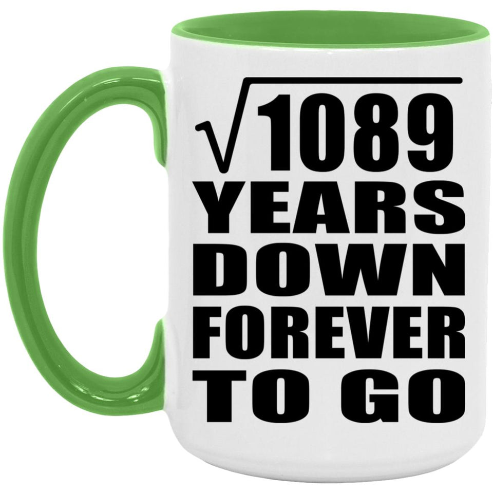 33rd Anniversary Square Root of 1089 Years Down Forever To Go - 15oz Accent Mug Green