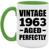 61st Birthday Vintage 1963 Aged Perfectly - 15oz Accent Mug Green