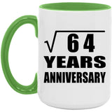 8th Anniversary Square Root of 64 Years Anniversary - 15oz Accent Mug Green
