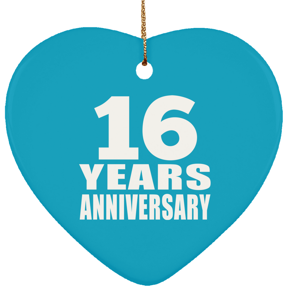 16th Anniversary 16 Years - Heart Ornament