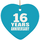 16th Anniversary 16 Years - Heart Ornament