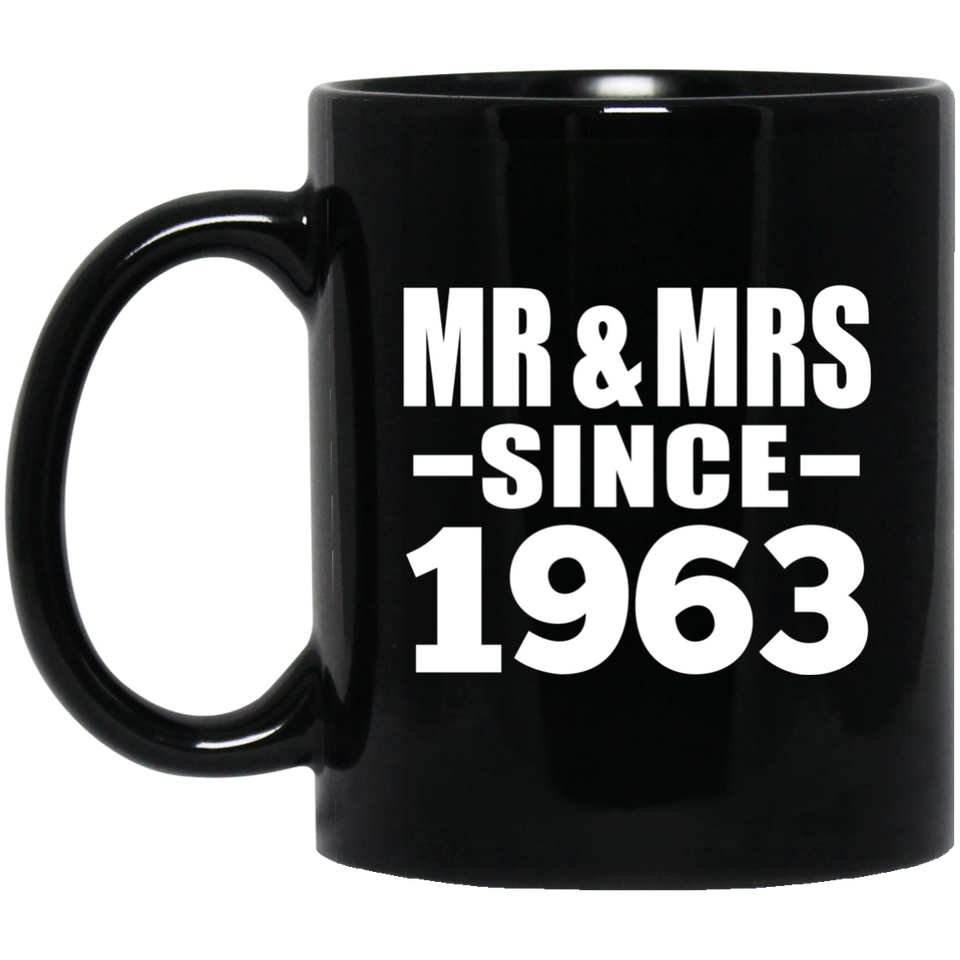 61st Anniversary Mr & Mrs Since 1963 - 11 Oz Coffee Mug Black