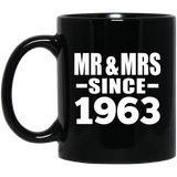 61st Anniversary Mr & Mrs Since 1963 - 11 Oz Coffee Mug Black