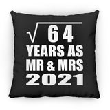 8th Anniversary Square Root of 64 Years As Mr & Mrs 2021 - Throw Pillow Black