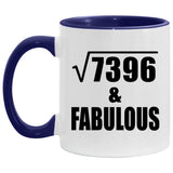 86th Birthday Square Root of 7396 & Fabulous - 11oz Accent Mug Purple