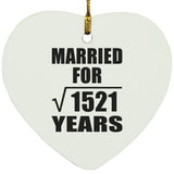 39th Anniversary Married For Square Root of 1521 Years - Heart Ornament