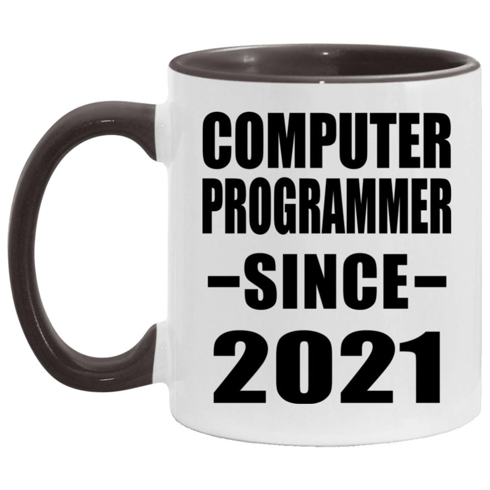 Computer Programmer Since 2021 - 11oz Accent Mug Black