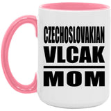 Czechoslovakian Vlcak Mom - 15oz Accent Mug Pink