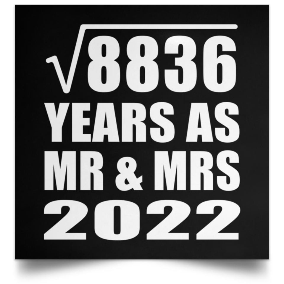 94th Anniversary Square Root of 8836 Years As Mr & Mrs 2022 - Poster Square