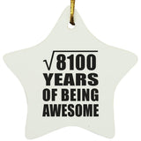 90th Birthday Square Root of 8100 Years of Being Awesome - Star Ornament