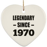 54th Birthday Legendary Since 1970 - Heart Ornament