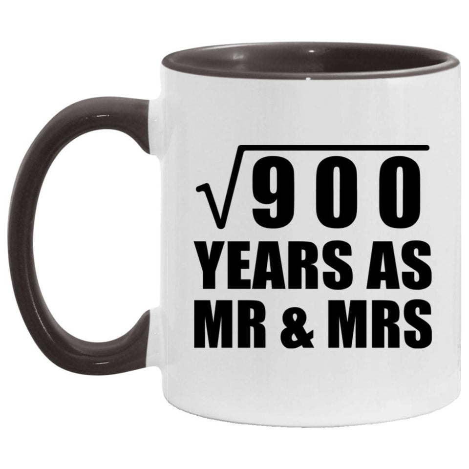 30th Anniversary Square Root of 900 Years As Mr & Mrs - 11oz Accent Mug Black