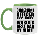 Corrections Officer By Day World's Best Dad By Night - 11oz Accent Mug Green