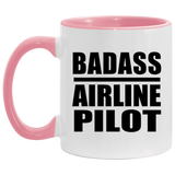 Badass Airline Pilot - 11oz Accent Mug Pink