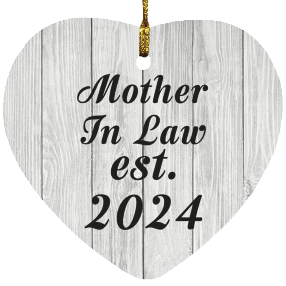 Mother In Law Established Est. 2024 - Heart Ornament F