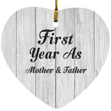 First Year As Mother & Father - Heart Ornament F
