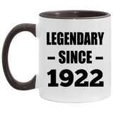 102nd Birthday Legendary Since 1922 - 11oz Accent Mug Black