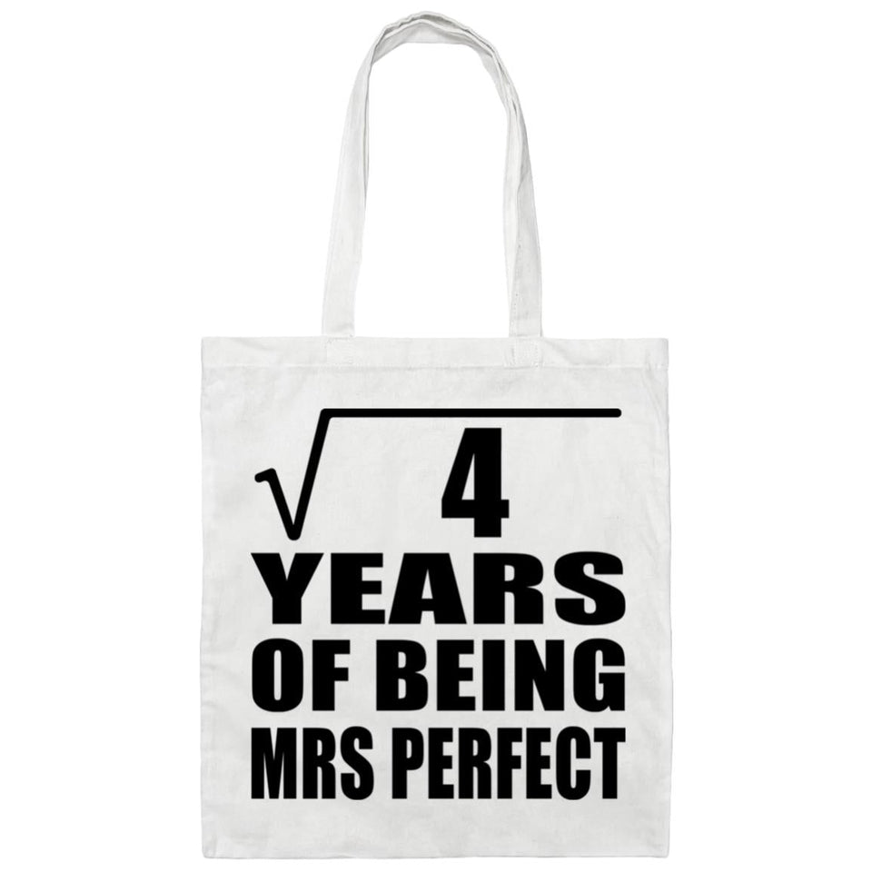 2nd Anniversary Square Root of 4 Years of Mrs Perfect - Tote Bag White